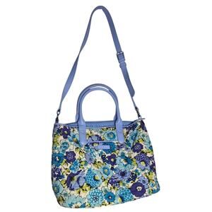 Vera Bradley Large Blueberry Blooms Trimmed Bag Purse Casual Cottage Preppy Cute